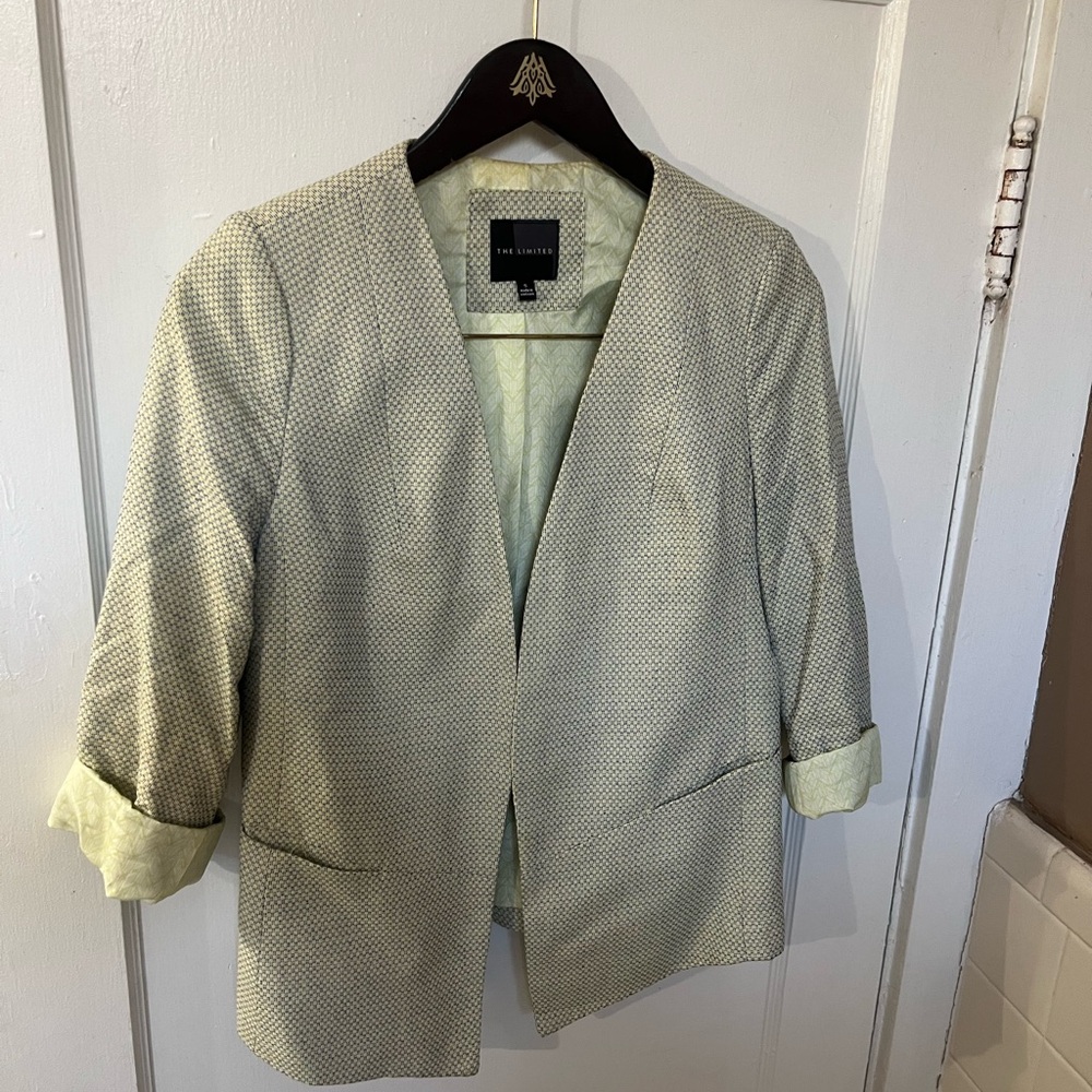 The Limited Open Front Blazer Size Small Cream Textured Career Office Jacket